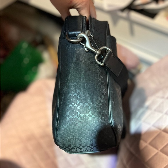 Coach Men's Business Bag Micro Signature Black PVC Razor Messenger Laptop Bag - Picture 12 of 14